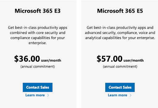 Microsoft 365 E3 & E5 pricing