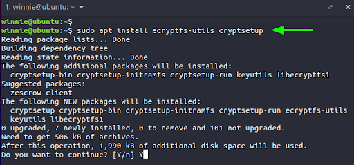 Pour commencer, nous allons installer les packages logiciels qui fournissent le chiffrement sous Linux : ecrypt-utils et cryptsetup.