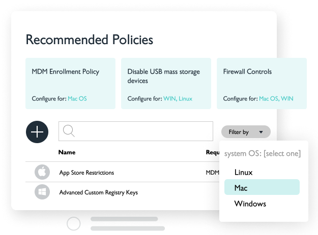 Recommended Policy dashboard in JumpCloud's Multi-Tenant Portal.