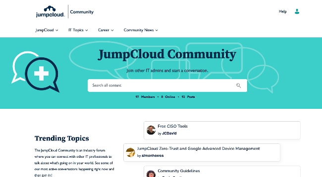 JumpCloud Community homepage