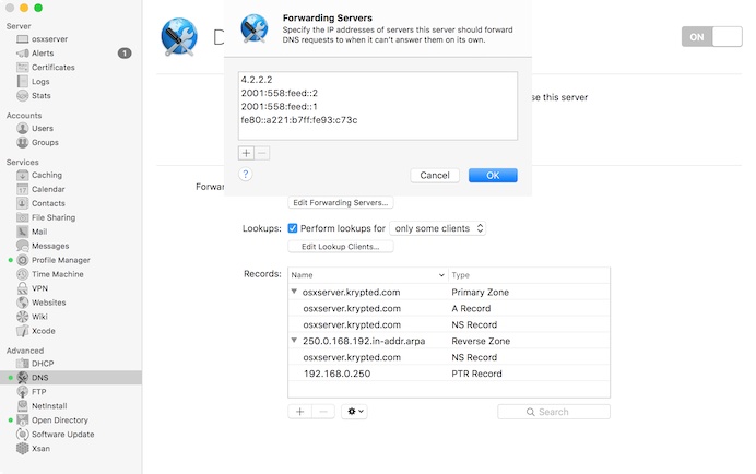 DNS settings menu
