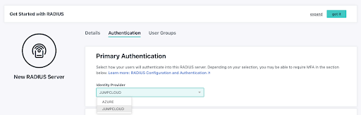 screenshot of primary authentication