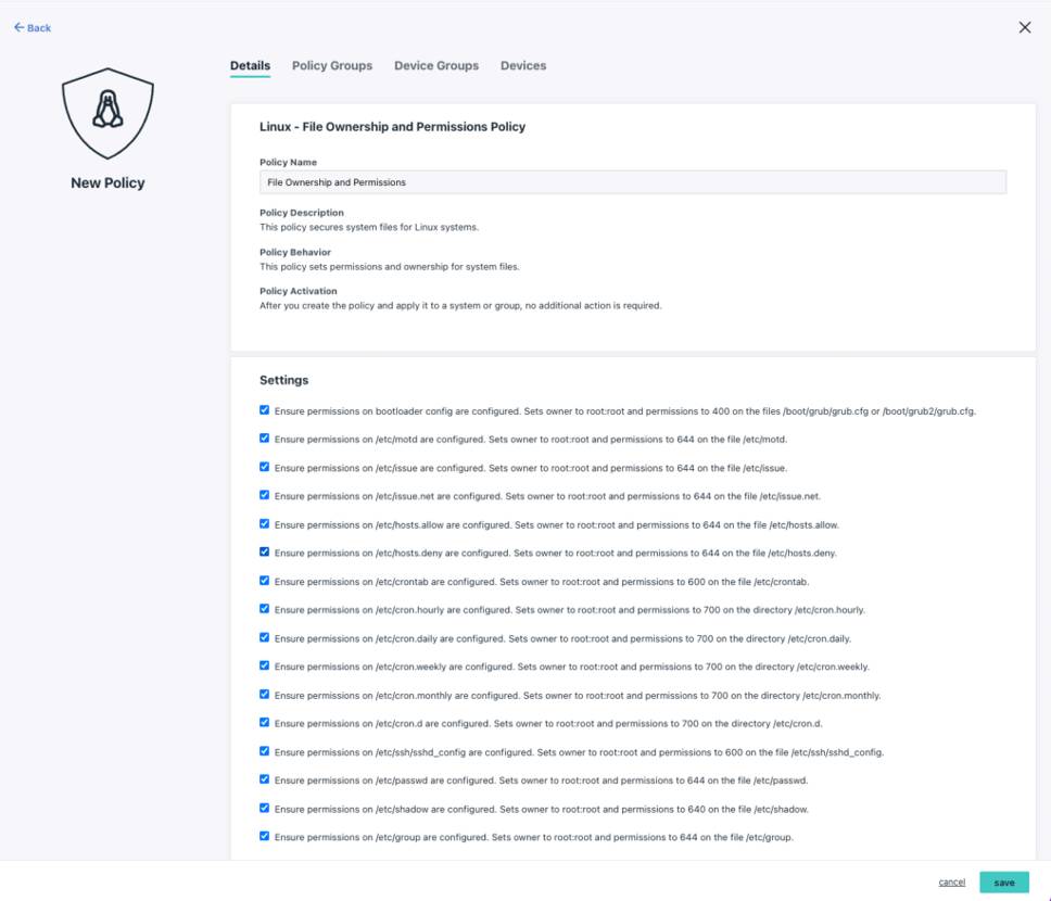 file ownership and permissions policy linux