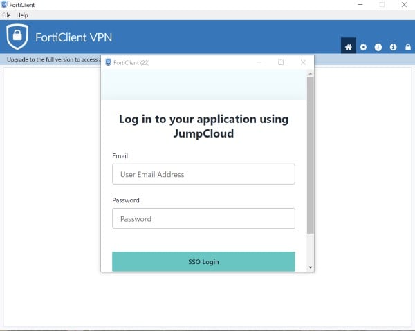 FortiClient VPN application login with JumpCloud