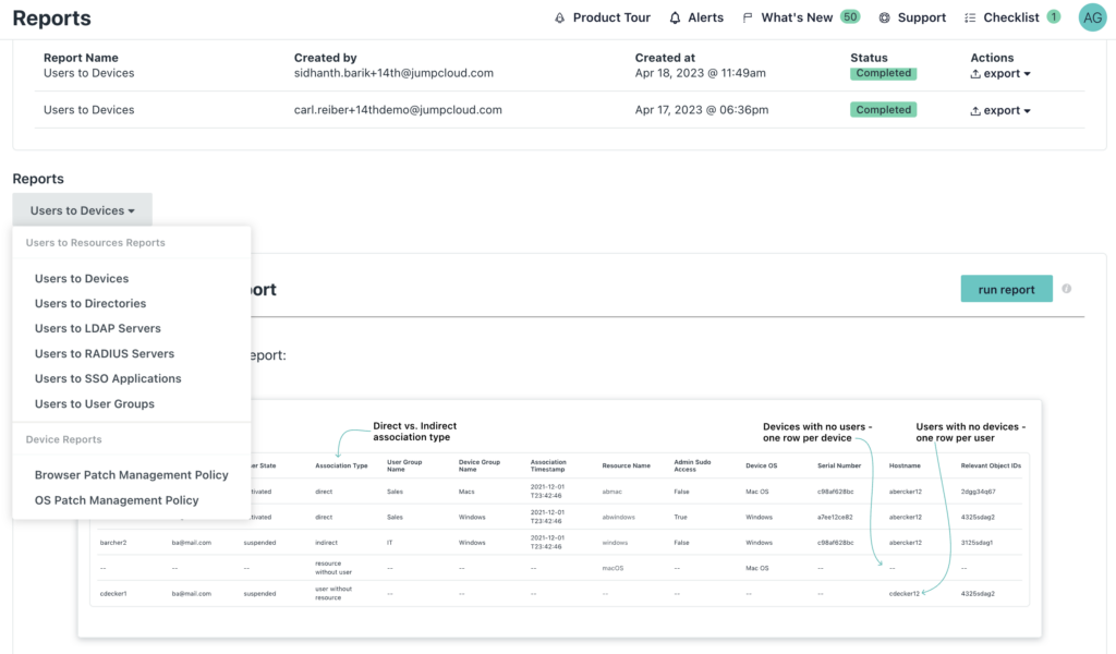 JumpCloud reports