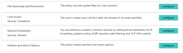 Screenshot of JumpCloud's Linux policy deployment configuration options