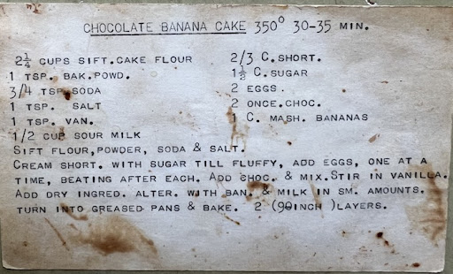 recipe card from the 1960's