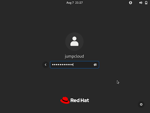 screenshot of JumpCloud Red Hat login screen