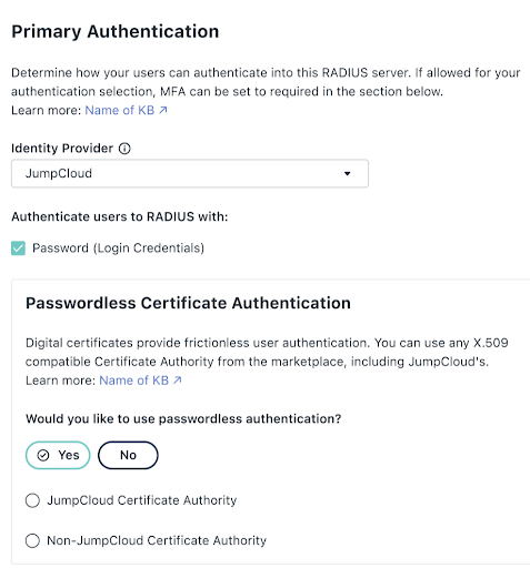 screenshot of primary authentication