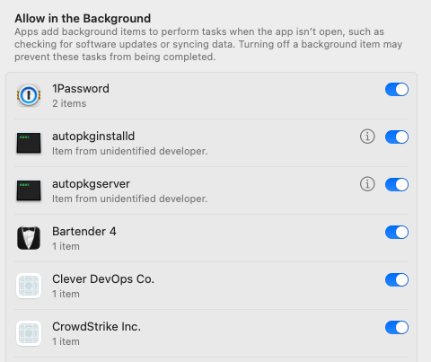 screenshot of macOS background items