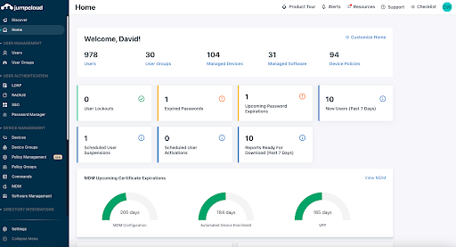 JumpCloud admin console