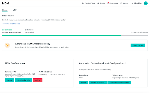 Mobile device management (MDM) in JumpCloud