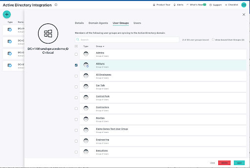 An Activity Directory domain that’s integrated with JumpCloud