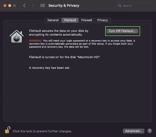 screenshot of security and privacy