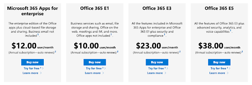 Microsoft 365 pricing