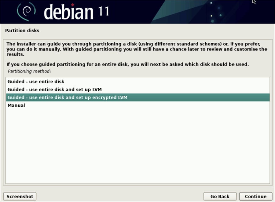 Installation UI for Debian 11