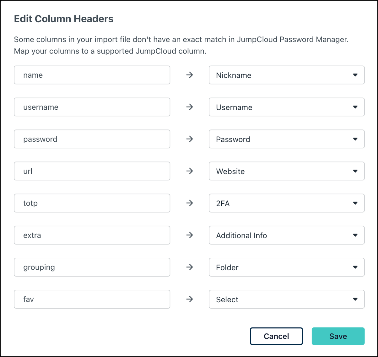 import tool, edit column headers