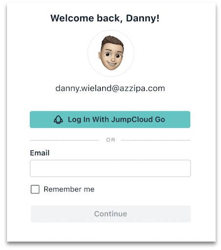 JumpCloud login screenshot