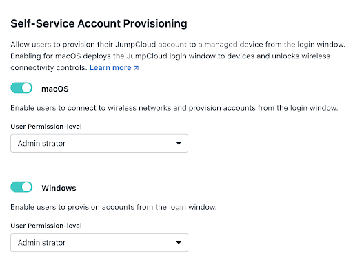 Self Service Account Provisioning