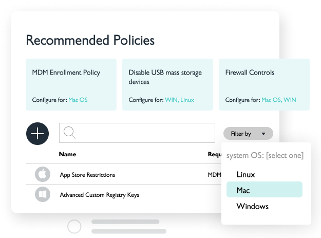 Tableau de bord des politiques recommandées dans le portail multi-locataires de JumpCloud.