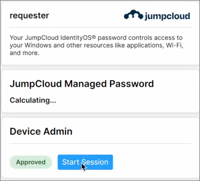 A screenshot showing JumpCloud tray app in Windows.