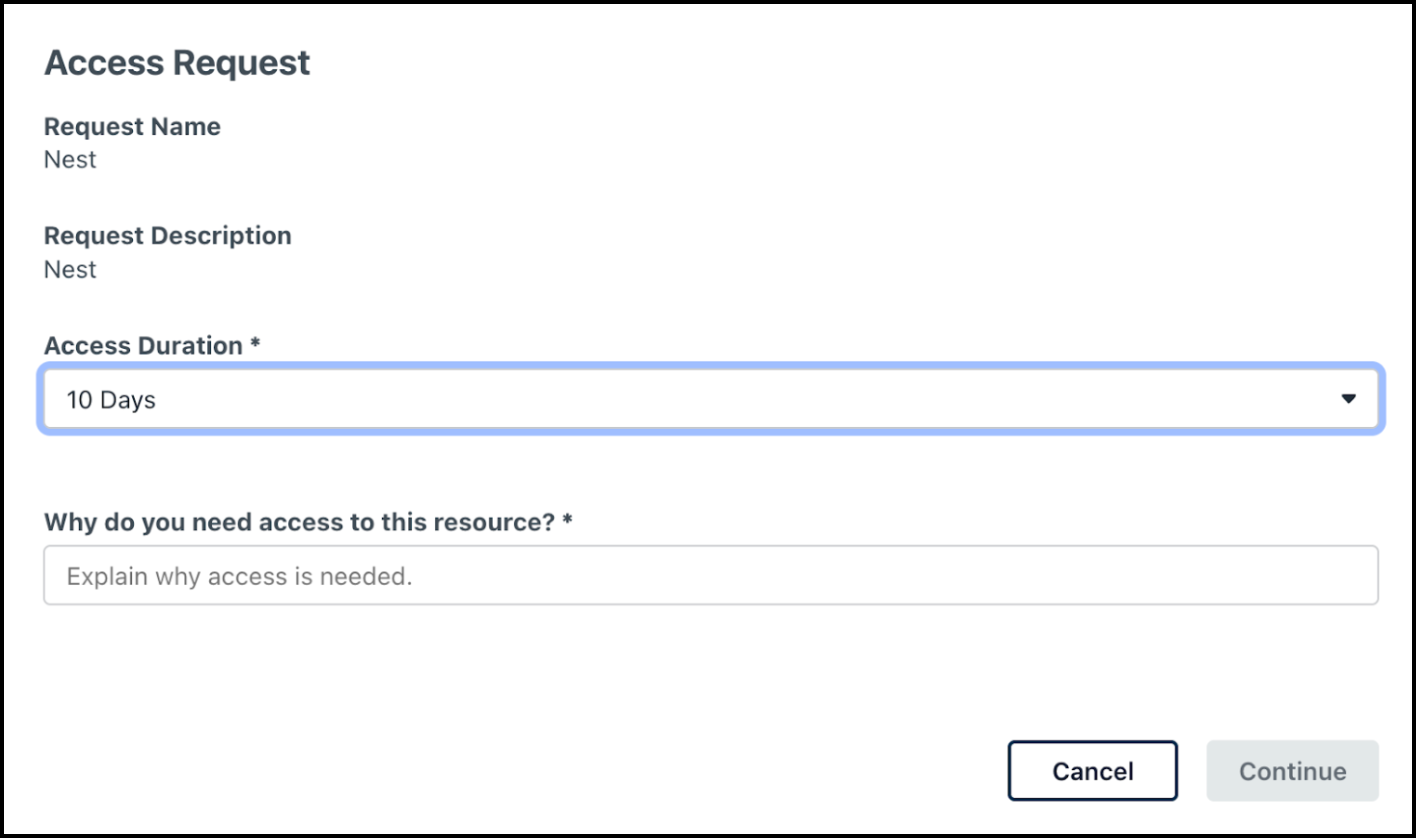 The image displays the resource request dialog.