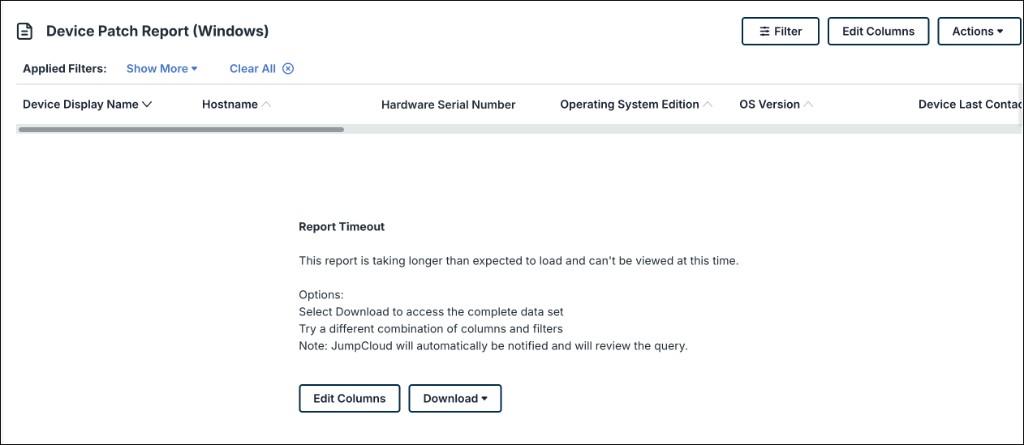 Report Timeout on Device Patch Report (Windows)
