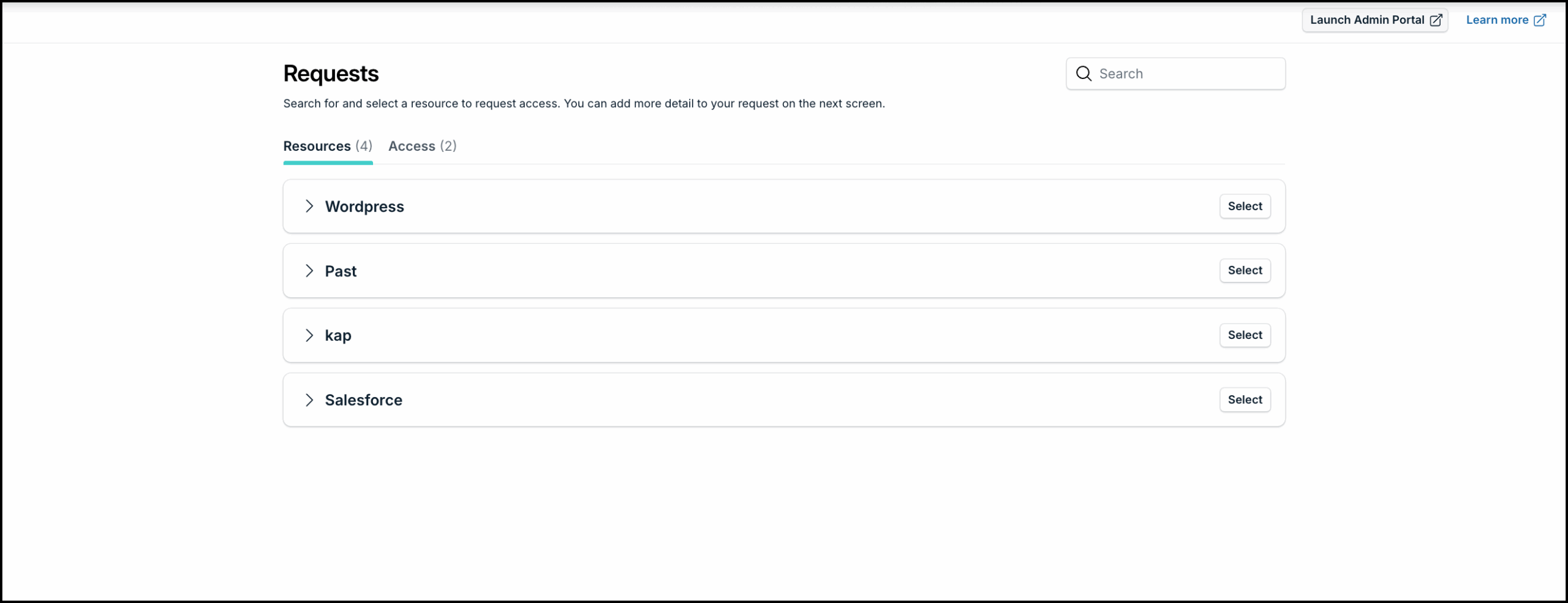 This image displays the user portal with the request tab.