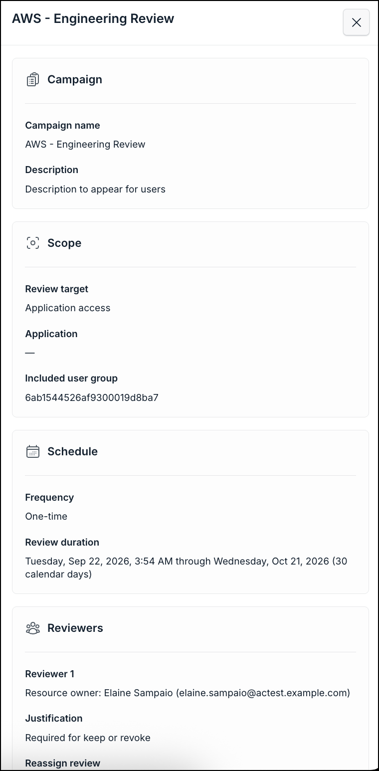 Active campaign View configuration modal
