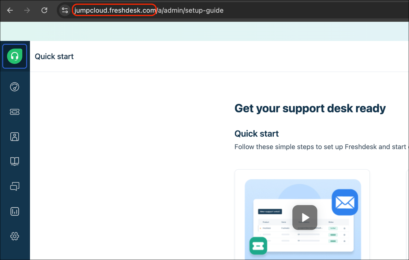 Retrieve the Freshdesk domain name from the browser URL bar.