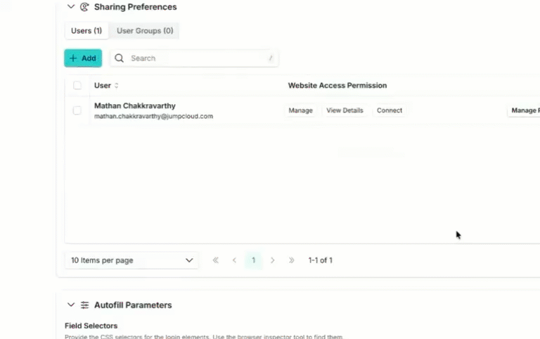 Managing website and linked credential permissions
