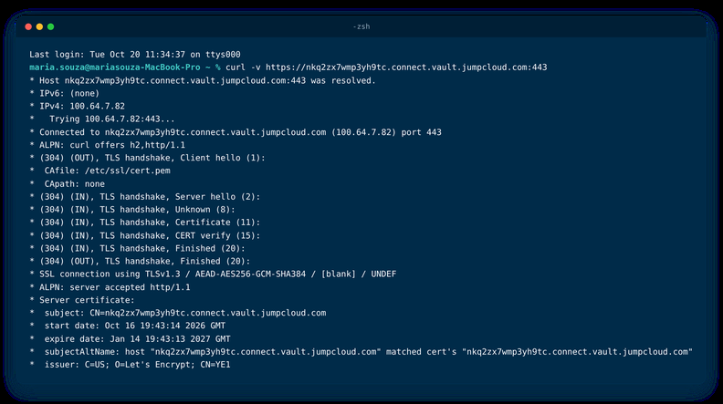 Healthy Jump Server response This server can only be accessed from the application