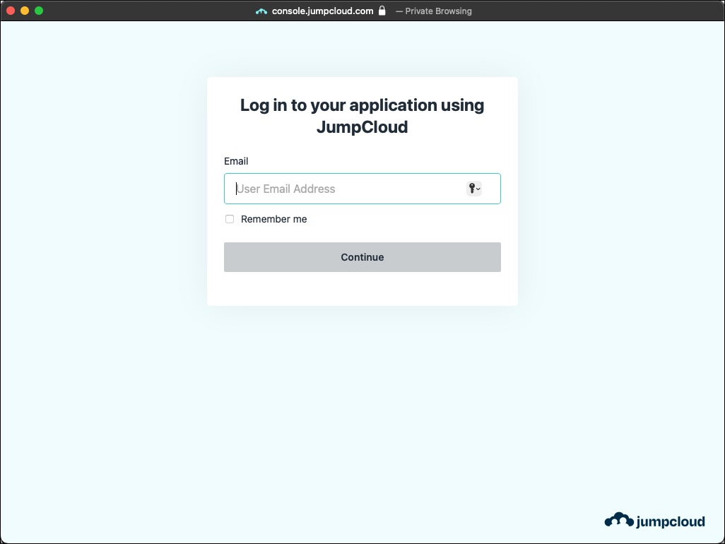 Redirected to JumpCloud SSO to sign in to Google Workspace application on desktop Mail (macOS).