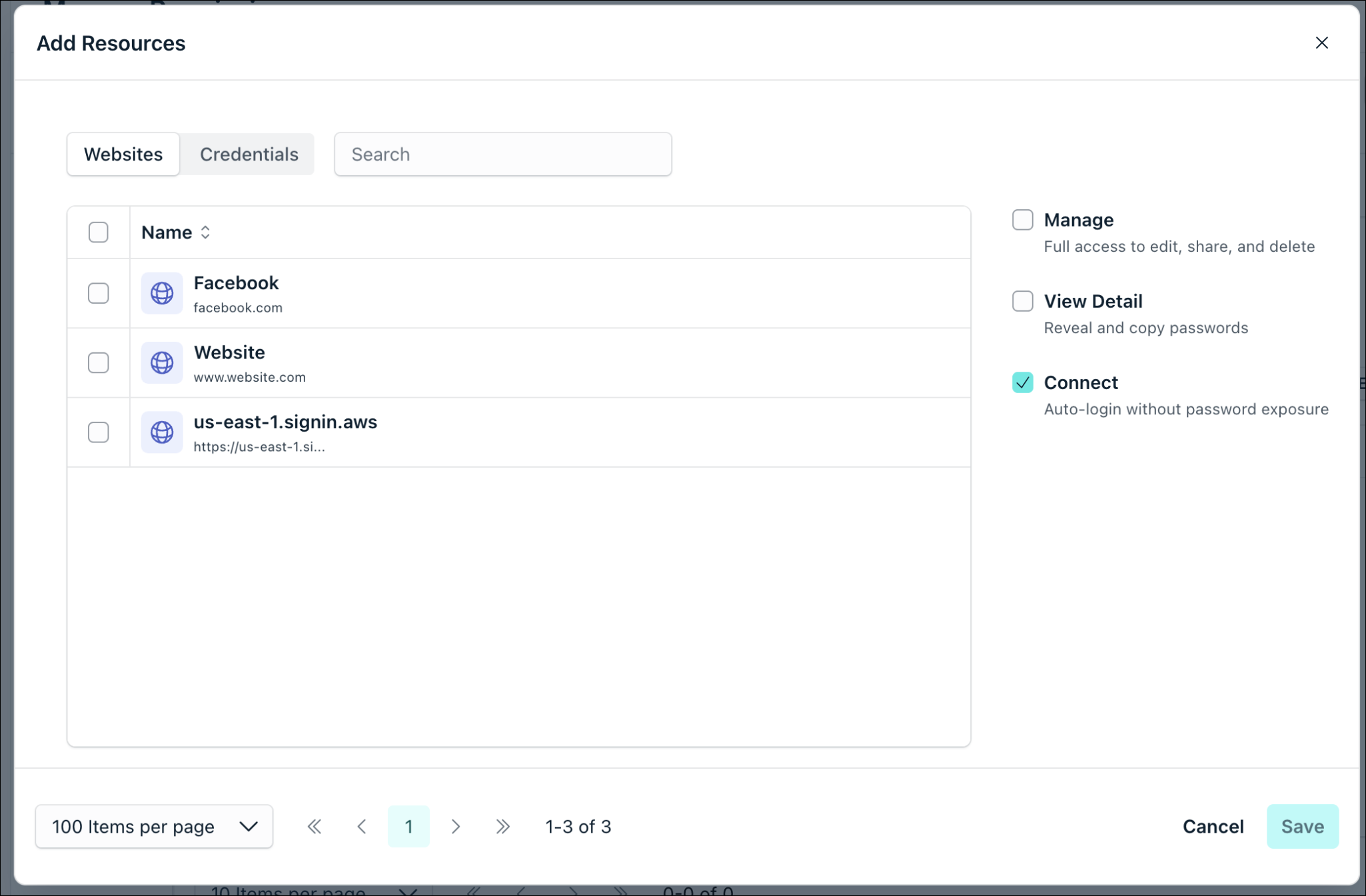 Managing Permissions for resources in Password Vault