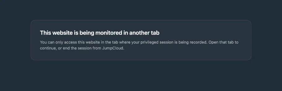 Message This website is being monitored in another tab
