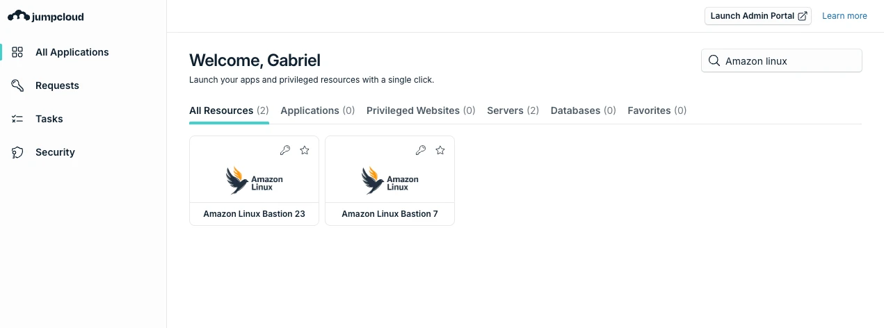 Connect dialog in the JumpCloud User Portal.