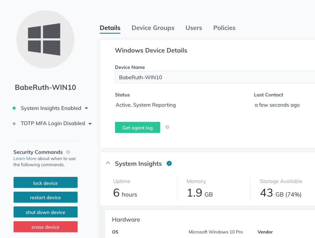 security commands from jumpcloud windows console example