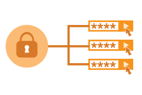 orange lock and passwords