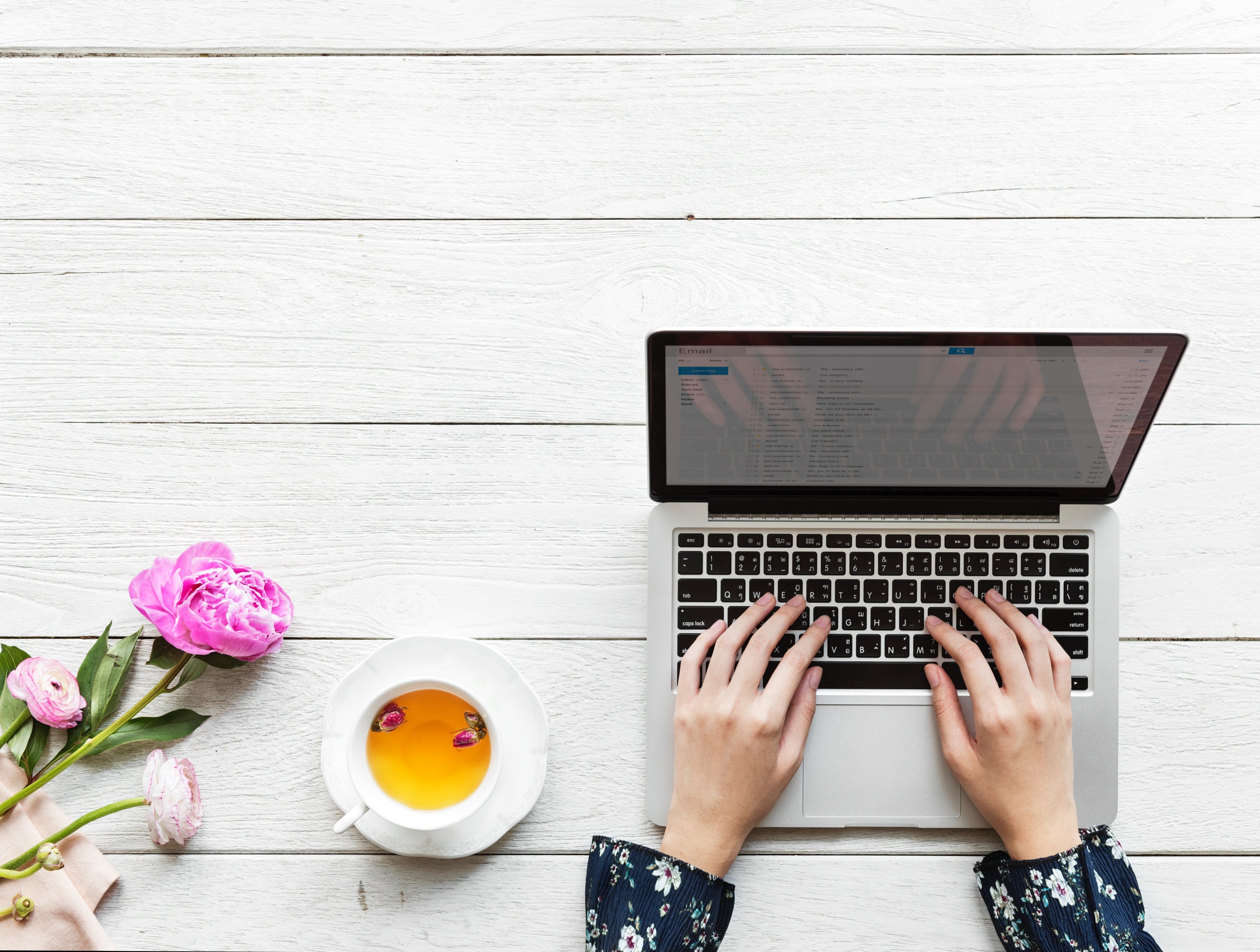 Woman working on macOS device