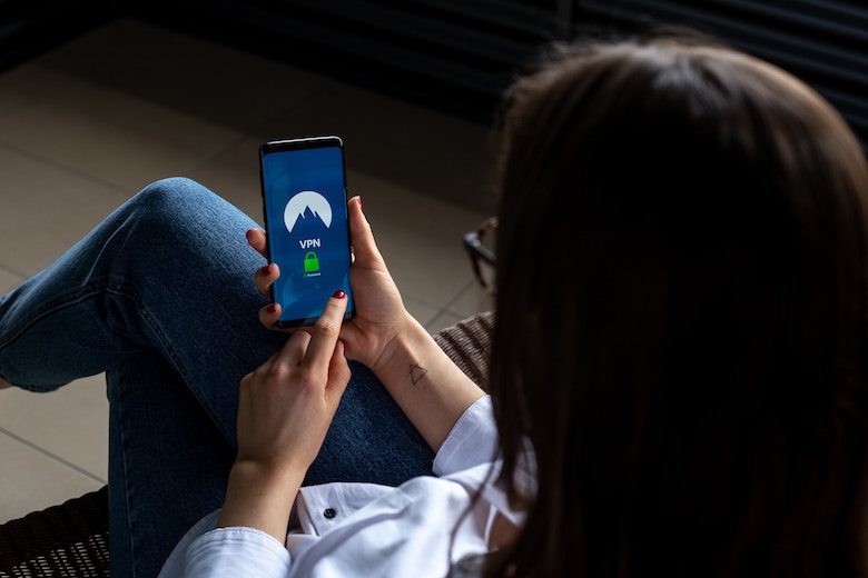 Woman accessing VPN