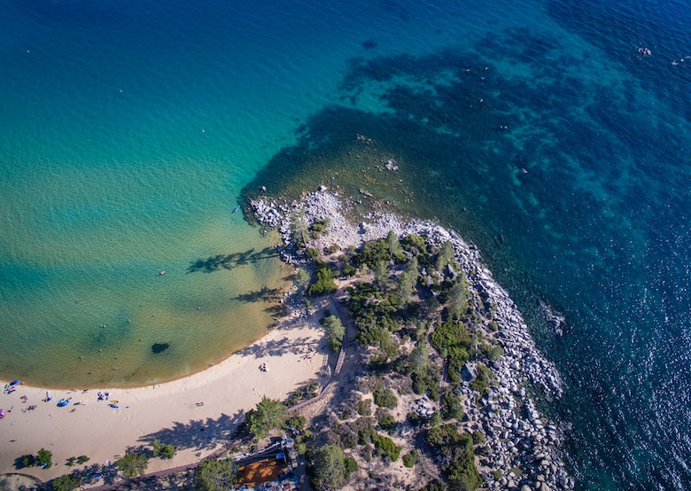 arial shot of a beach