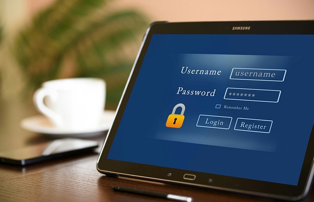username and password screen on a tablet sitting on a desk