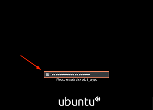Ubuntu 20.02 full disk encryption new installation enter password to unlock