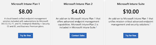 Intune Pricing Options