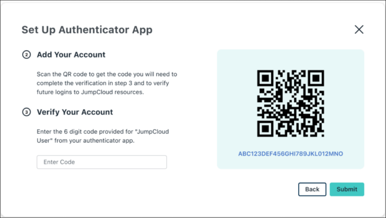 Set up Authenticator App for User Account - JumpCloud