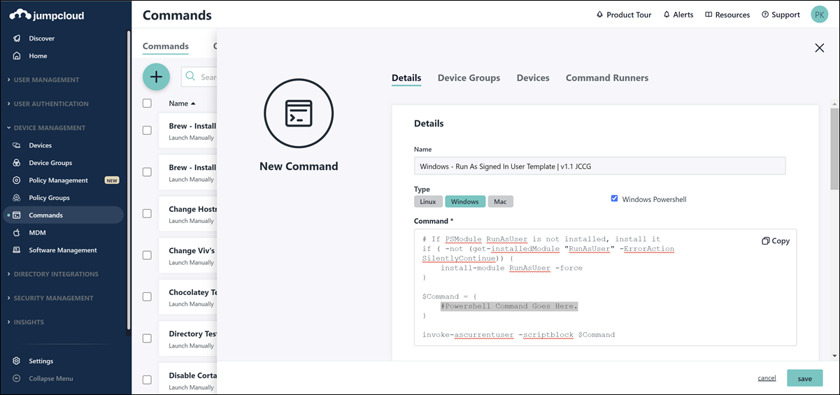 Use a Command Template to add a Printer on Windows Devices - JumpCloud