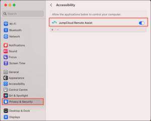 Grant Screen Recording to Remote Assist on macOS - JumpCloud