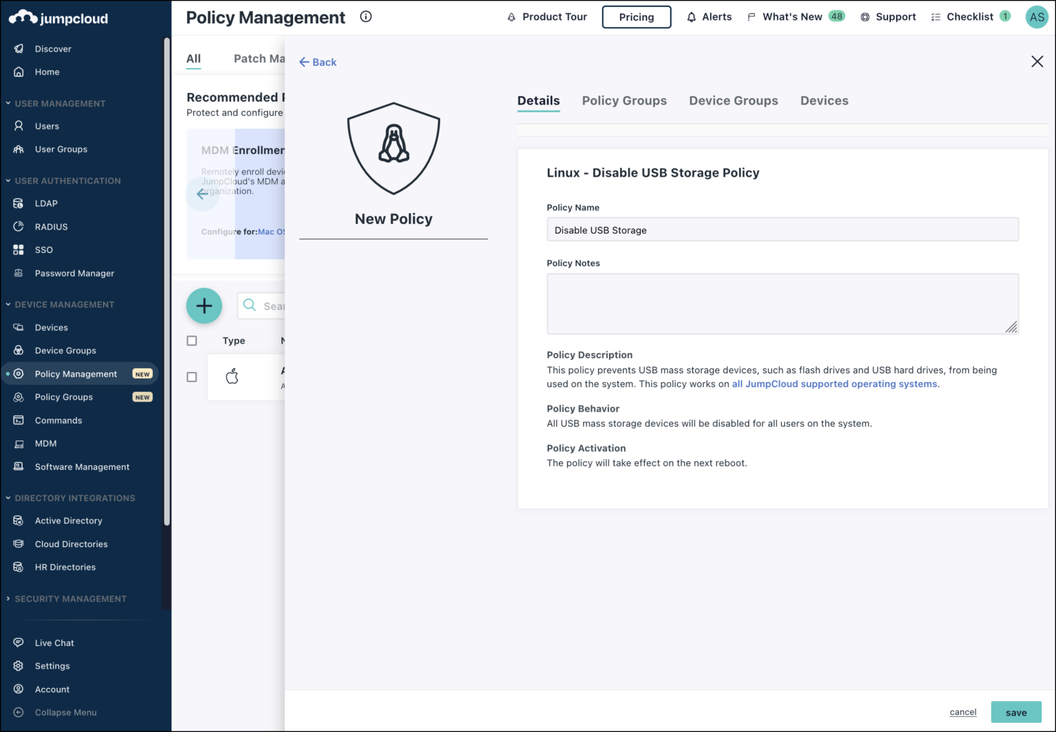 Manage Removable Storage on Linux Devices JumpCloud