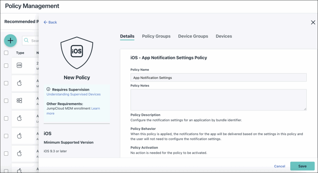 Create a Mac or iOS App Notification Settings Policy - JumpCloud