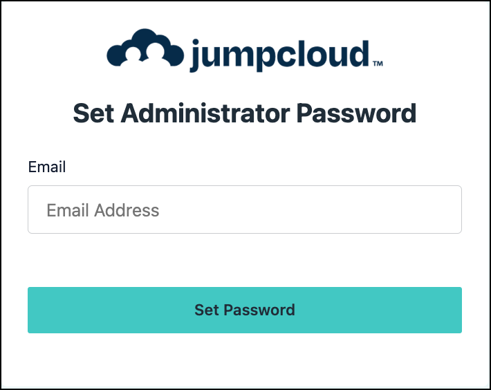 To reset your administrator password, enter your email address and click Set Password.